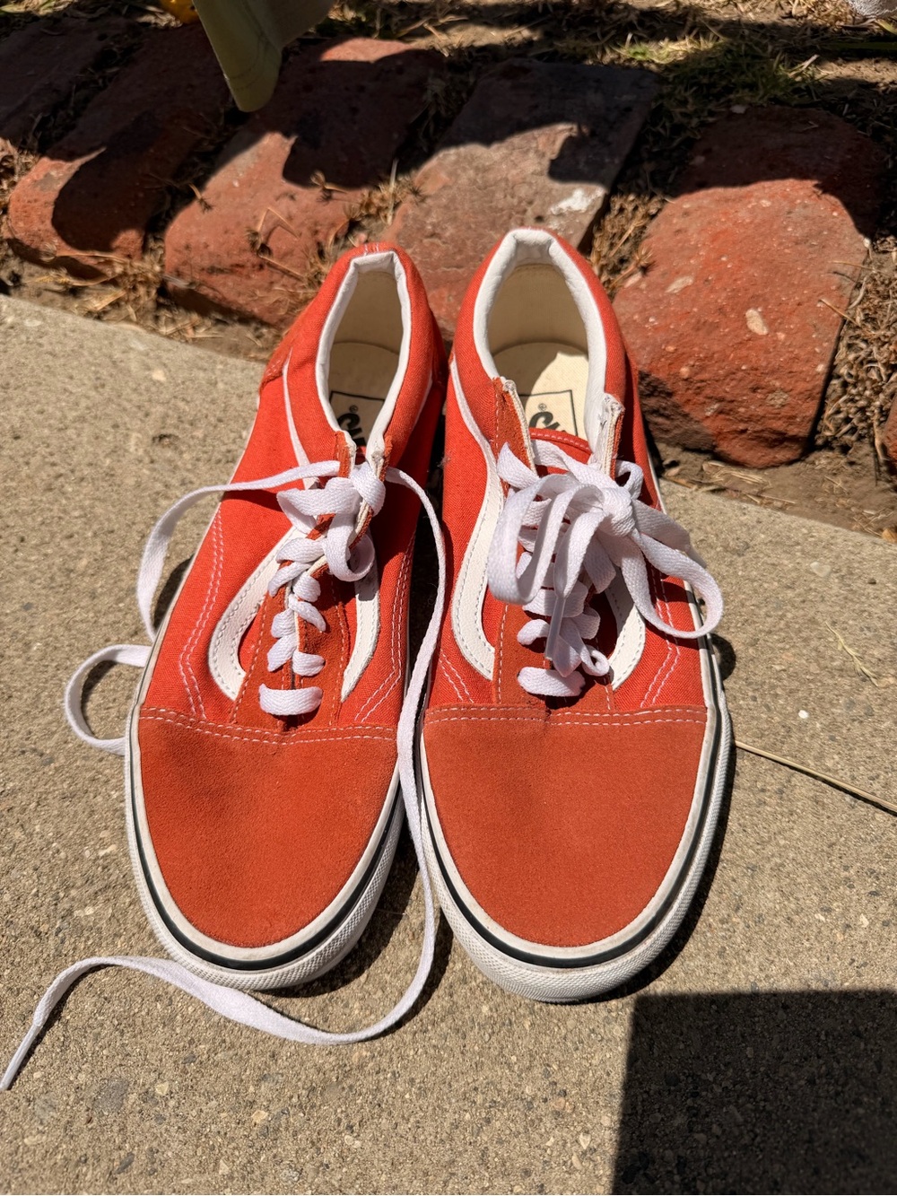Vans Orange and White Old Skool Sneakers